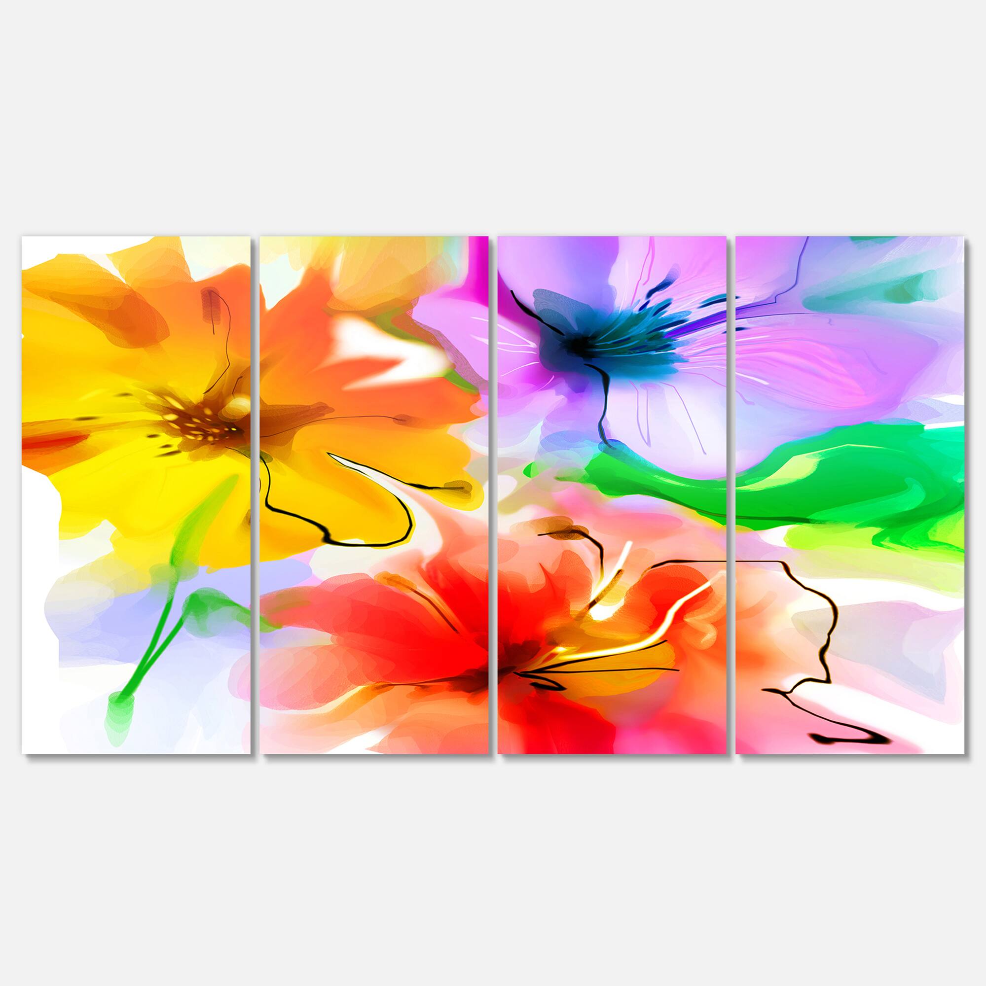 Designart - Bunch of Colorful Flowers Sketch